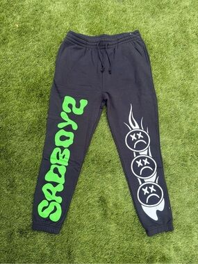 Sad Boyz Lofi Smile Graphic Sweatpants Black Large Zumies